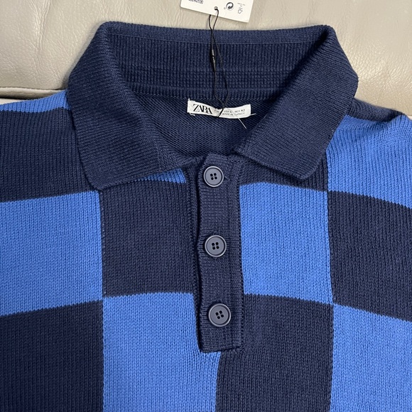 NWT - Zara Men’s Checked Polo Sweater - Size L - Picture 6 of 9